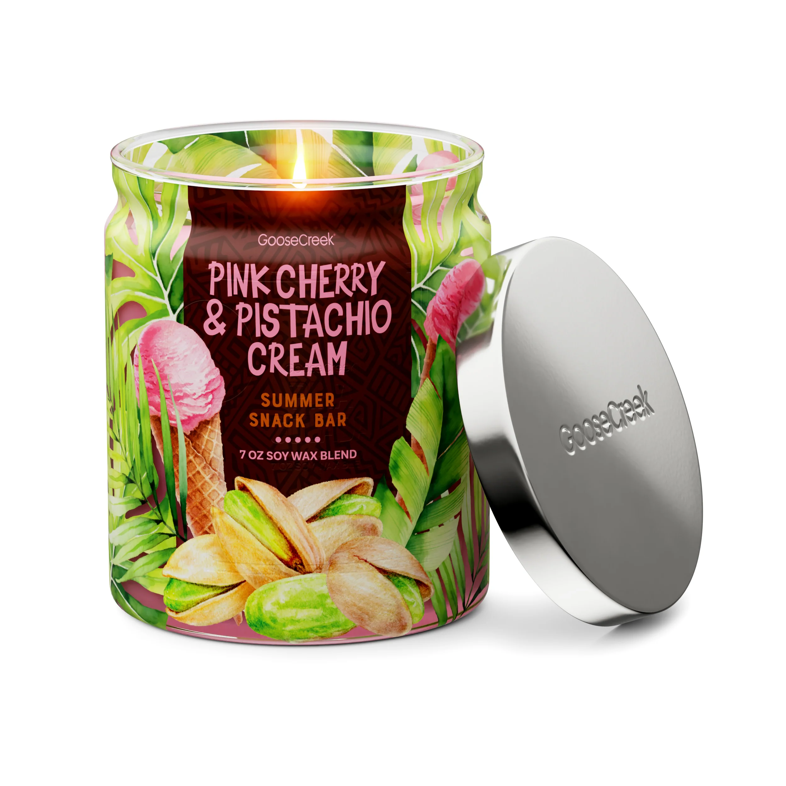 Pink Cherry & Pistachio Cream 7oz Single Wick Candle - Image 2